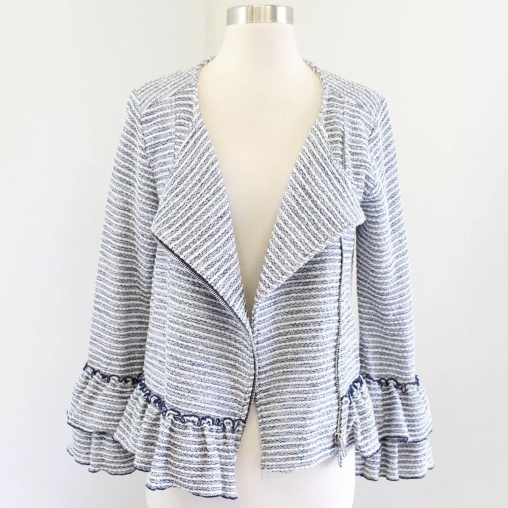 Banana Republic Ruffle Peplum Tweed Jacket - Picture 4 of 8